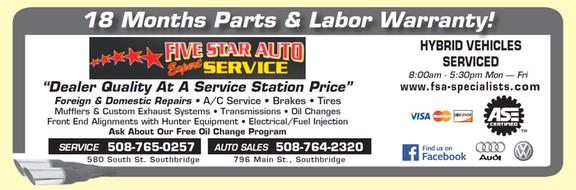 Five Star Automotive >> Five Star Automotive Spclst 580 South St Southbridge Ma Five Star Automotive >> Five Star Automotive Spclst 580 South St Southbridge Ma