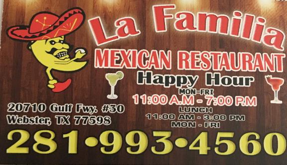 La Familia Mexican Restaurant 20710 Gulf Fwy Ste 30 Webster Tx La Familia Mexican Restaurant